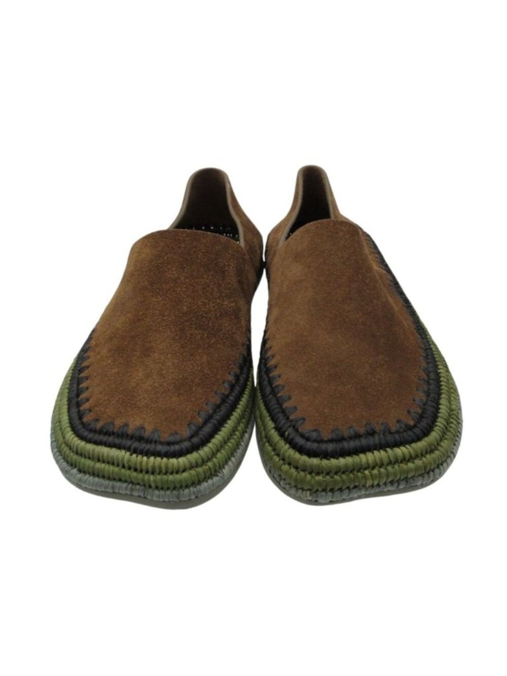 Loewe Slip-on Flat Shoes Rio Slippers Suede Raffia Anagram Logo Camel